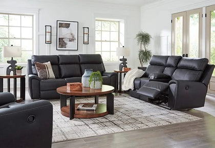 Miles Gunmetal Black Reclining Sofa & Loveseat Living Room Set