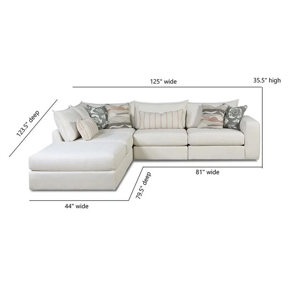 Missionary Salt Off White Transitional 5-Piece Fabric Sectional