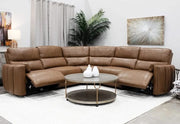 Modway Brown Leather Power Headrest Reclining 5 PC Modular Sectional