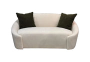 Monteviedo Curved Loveseat in Ivory Bouclé with Accent Pillows