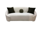 Monteviedo Curved Sofa in Ivory Bouclé with Designer Accent Pillows