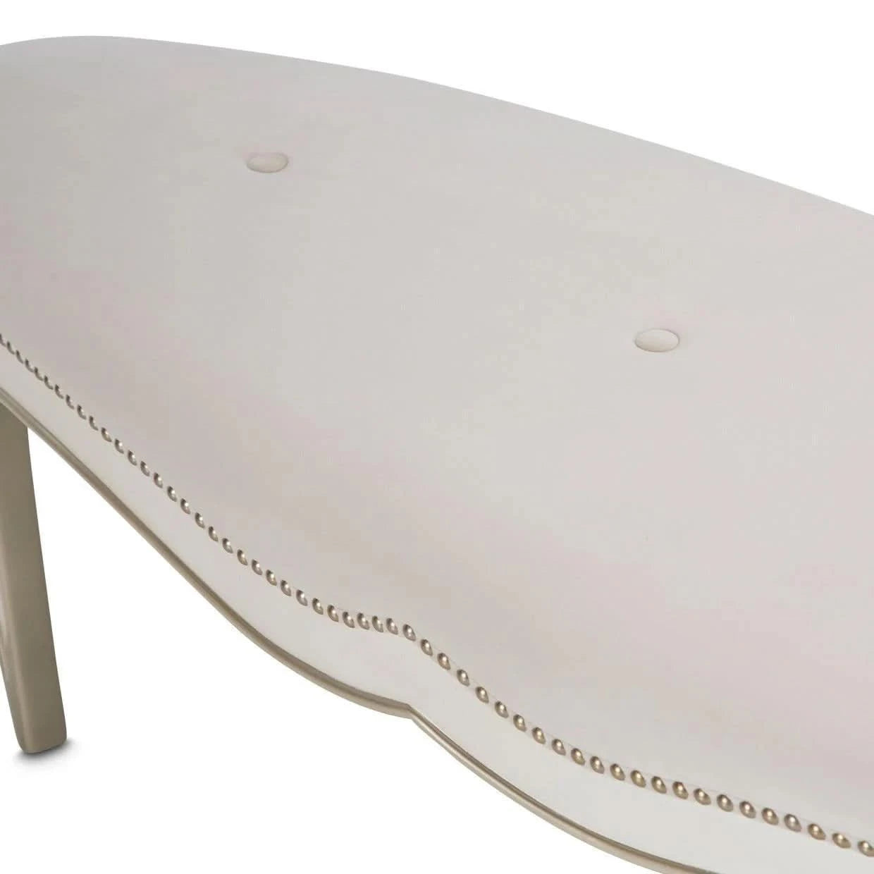 London Place Pearl Cream Modern Glam Bed Bench with Velvet Tufted Seat