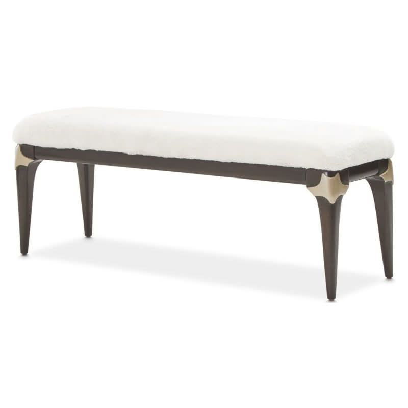 Paris Chic Espresso Modern Glam Bed Bench with Upholstered Seat