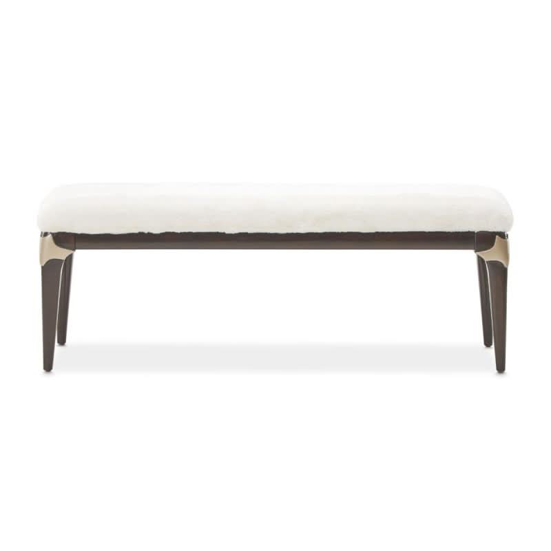 Paris Chic Espresso Modern Glam Bed Bench with Upholstered Seat