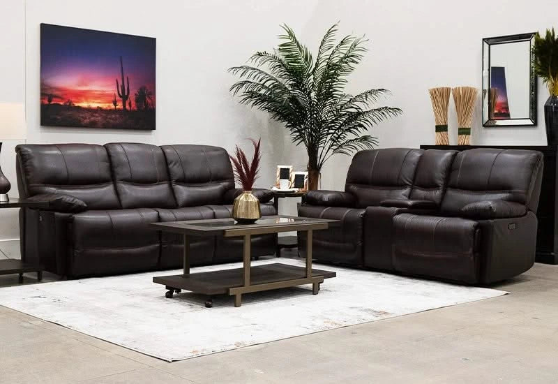 Navaro Dark Brown Leather Zero Gravity Power Reclining Living Room Set Includes Sofa and Loveseat