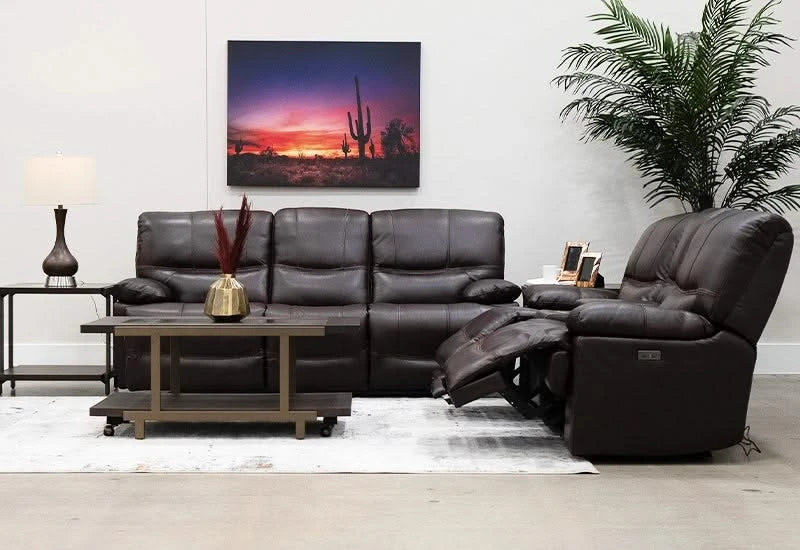 Navaro Dark Brown Leather Zero Gravity Power Reclining Living Room Set Includes Sofa and Loveseat