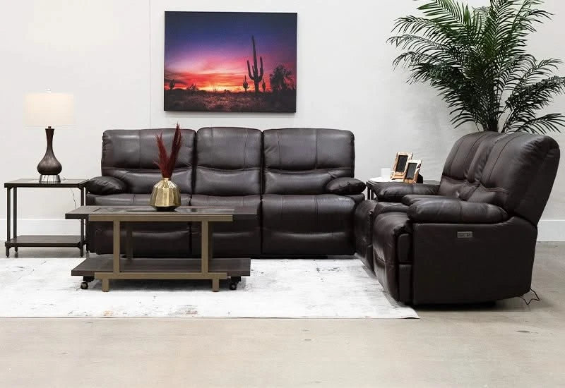Navaro Dark Brown Leather Zero Gravity Power Reclining Living Room Set Includes Sofa and Loveseat