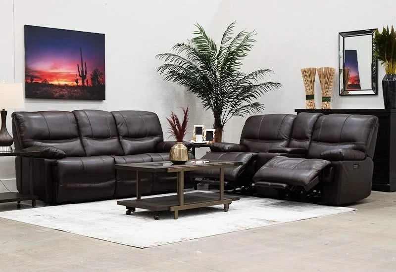 Navaro Dark Brown Leather Zero Gravity Power Reclining Living Room Set Includes Sofa and Loveseat