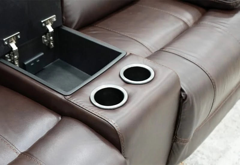 Navaro Dark Brown Leather Zero Gravity Power Reclining Living Room Set Includes Sofa and Loveseat