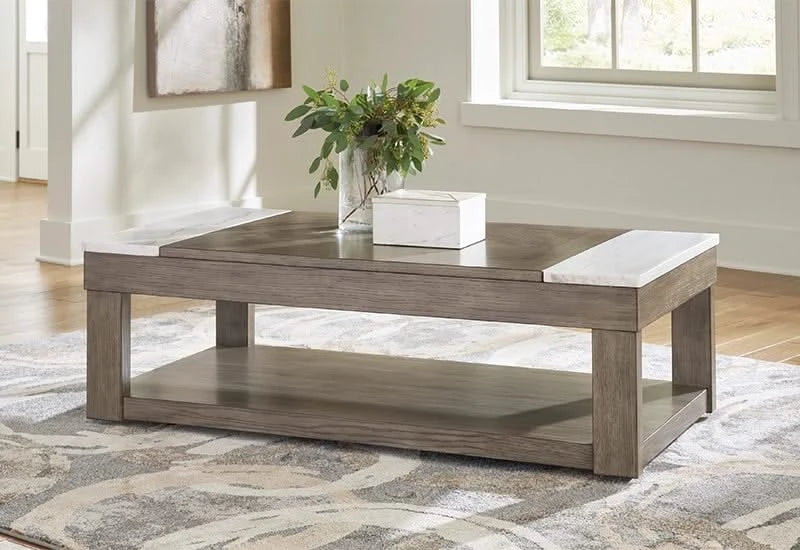 Neptune Gray Brown Casual Lift Top Coffee Table