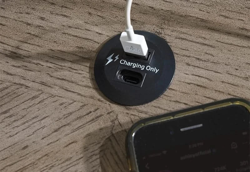 Neptune Gray Brown Casual Rectangular End Table with USB Charging