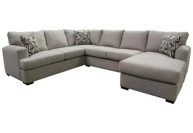 Olivia Light Gray Contemporary 2 PC Sectional with Chaise and Accent Pillows