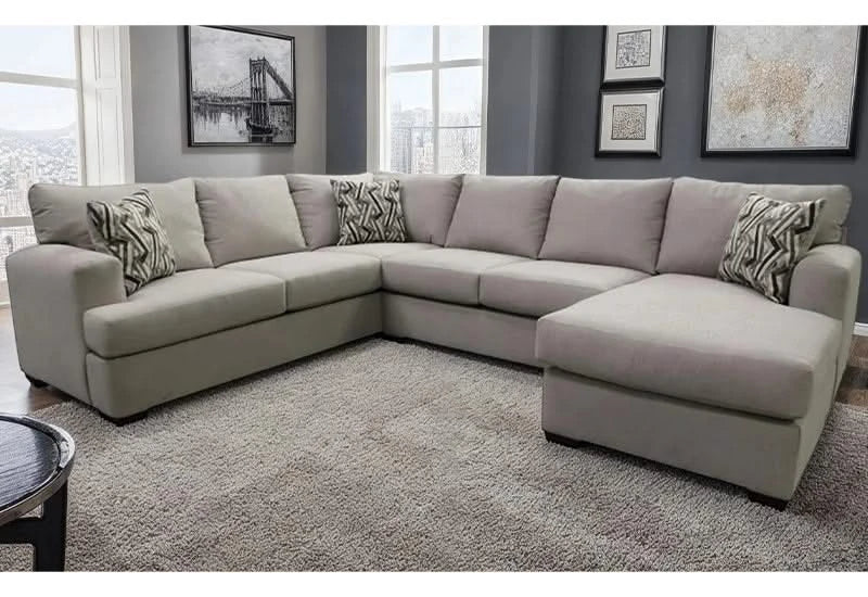 Olivia Light Gray Contemporary 2 PC Sectional with Chaise and Accent Pillows