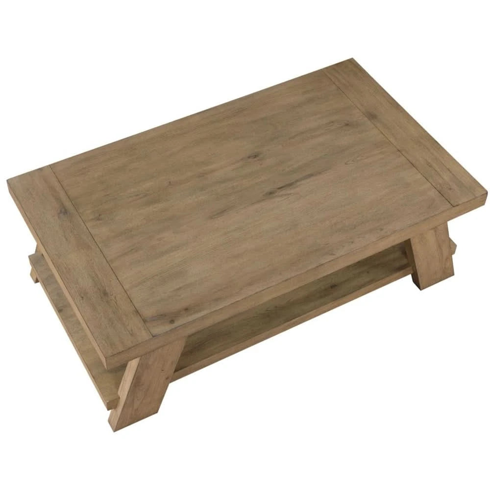 Orinda Caramel 3PC Cocktail Table Set with Storage Shelf and Solid Wood Legs