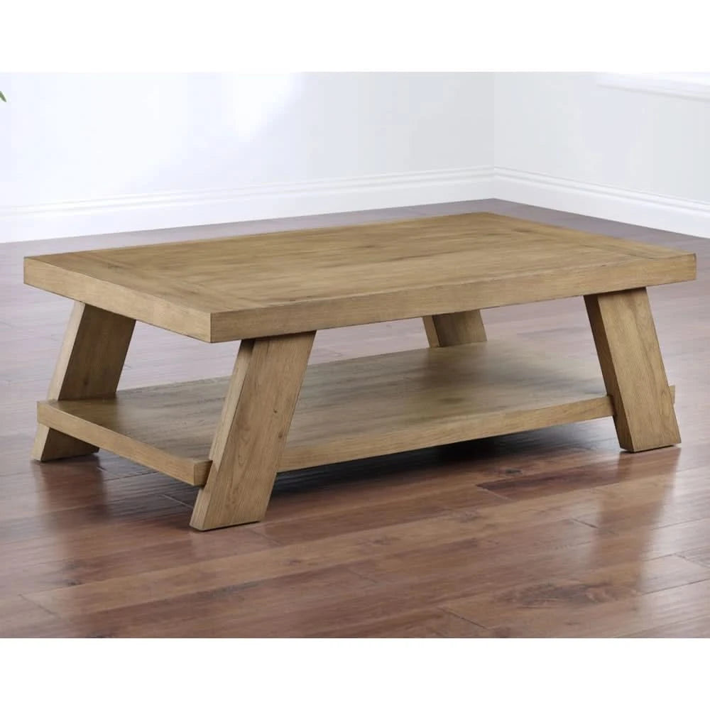 Orinda Caramel 3PC Cocktail Table Set with Storage Shelf and Solid Wood Legs