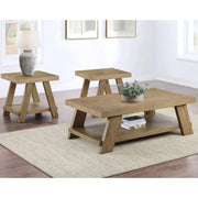 Orinda Caramel 3PC Cocktail Table Set with Storage Shelf and Solid Wood Legs