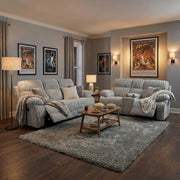Oyster Mondo Contemporary Power Reclining Sofa & Loveseat with Plush Channel Tufting