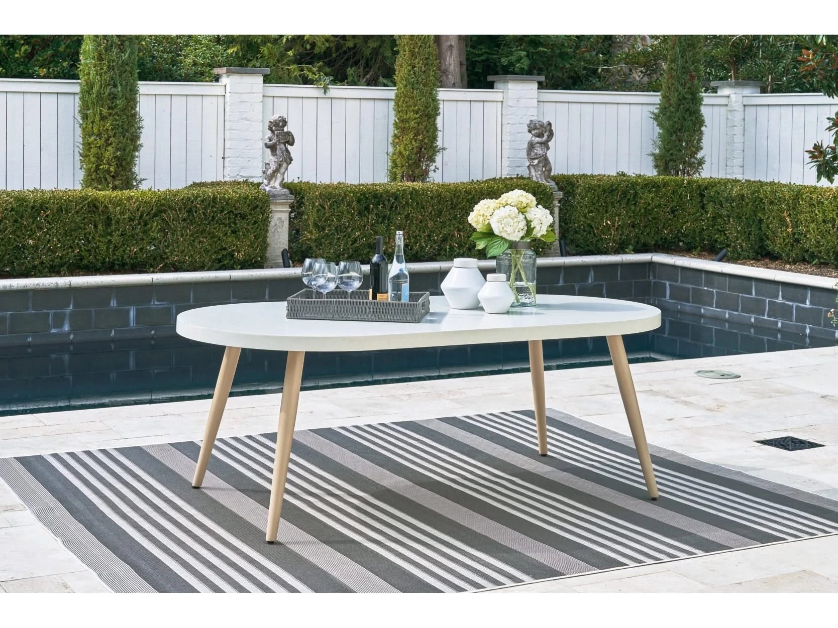 Seton Creek Contemporary Outdoor All Weather Aluminum Oval Dining Table