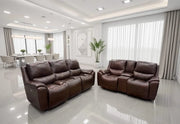 Palermo Brown Leather Triple Power Reclining Sofa & Loveseat Set