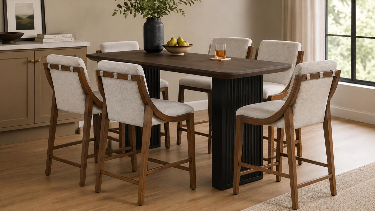 Elure Latte & Fabric Sling Counter Stool
