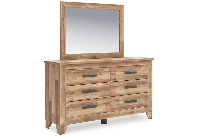 Porto Brown Contemporary Bookcase 5 PC Bedroom Set Includes Bed (Headboard, Footboard and Rails), Dresser and Mirror