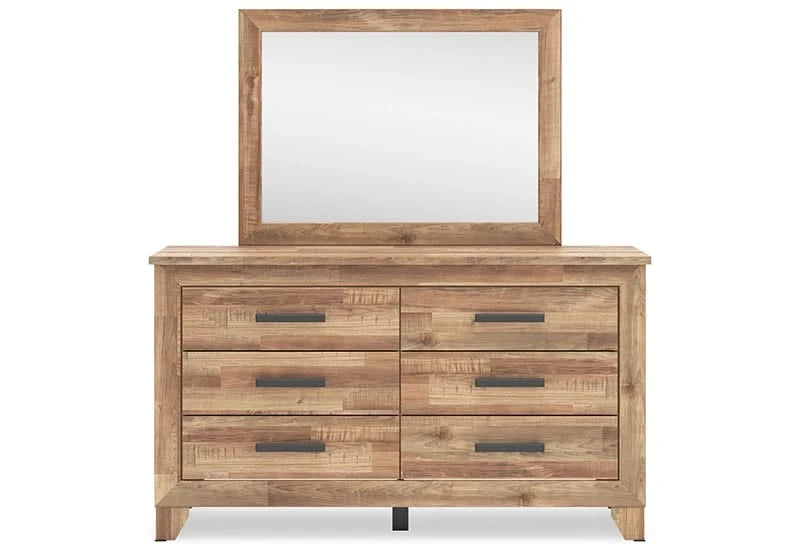 Porto Brown Contemporary Bookcase 5 PC Bedroom Set Includes Bed (Headboard, Footboard and Rails), Dresser and Mirror