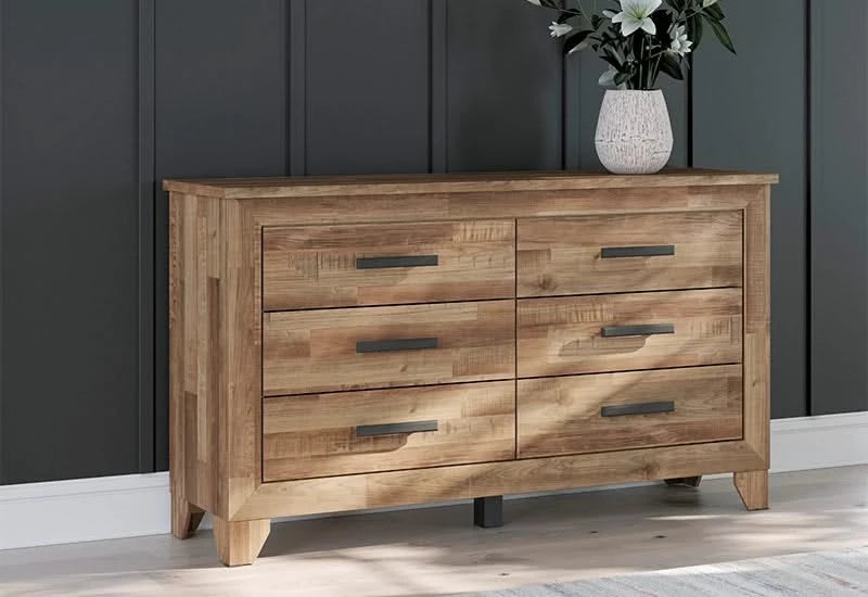 Porto Brown Contemporary Bookcase 5 PC Bedroom Set Includes Bed (Headboard, Footboard and Rails), Dresser and Mirror