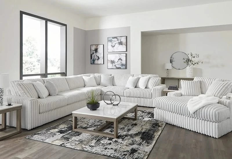 Presley Fog Gray Plush Oversized Chaise