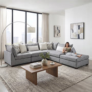 Prospect Smoke Gray Modern 5-Piece Modular Sectional with Chaise and Accent Pillows
