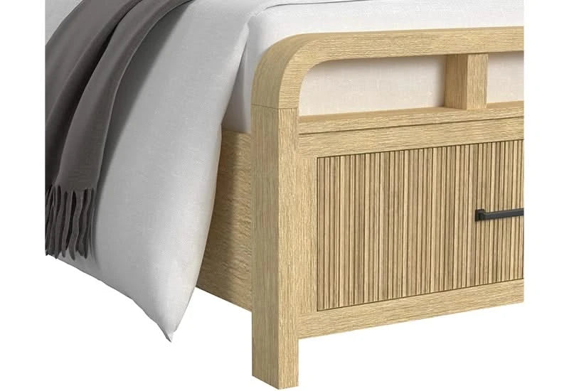 Ridgemont Natural Storage Bed with Footboard Drawers and Rounded Frame