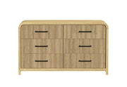 Ridgemont Natural 6-Drawer Dresser with Rounded Corners and Sleek Metal Pulls