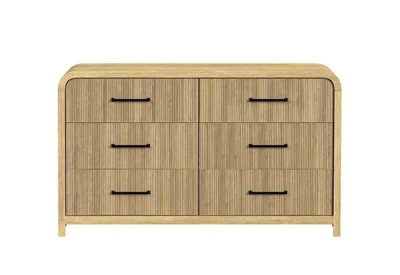 Ridgemont Natural 5 PC Bedroom Set with Panel Bed, Dresser, and Mirror