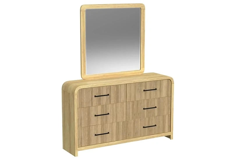 Ridgemont Natural 5 PC Bedroom Set with Panel Bed, Dresser, and Mirror
