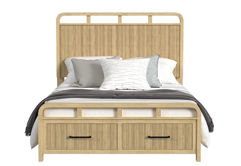 Ridgemont Natural 5 PC Bedroom Set with Panel Bed, Dresser, and Mirror