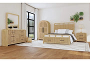 Ridgemont Natural 5 PC Bedroom Set with Panel Bed, Dresser, and Mirror
