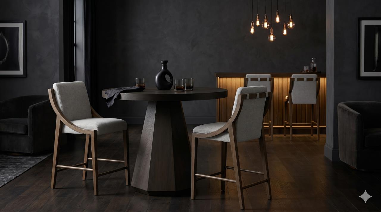 Elure Latte & Fabric Sling Counter Stool