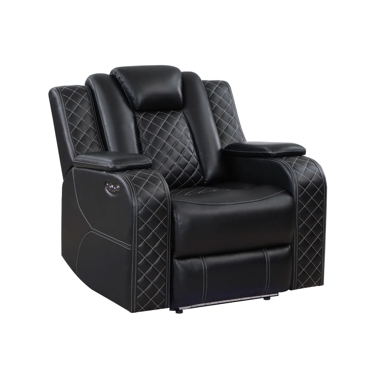 Cleo Black or Dove Contemporary Power Recliner with Power Headrest and LED Lighting