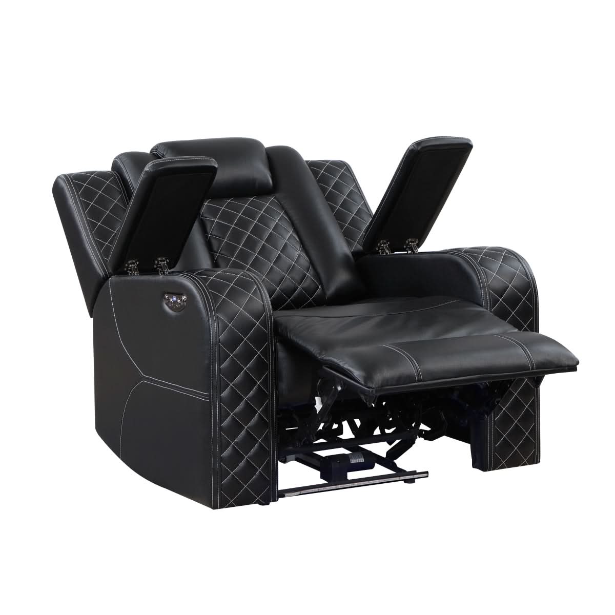Cleo Black or Dove Contemporary Power Recliner with Power Headrest and LED Lighting