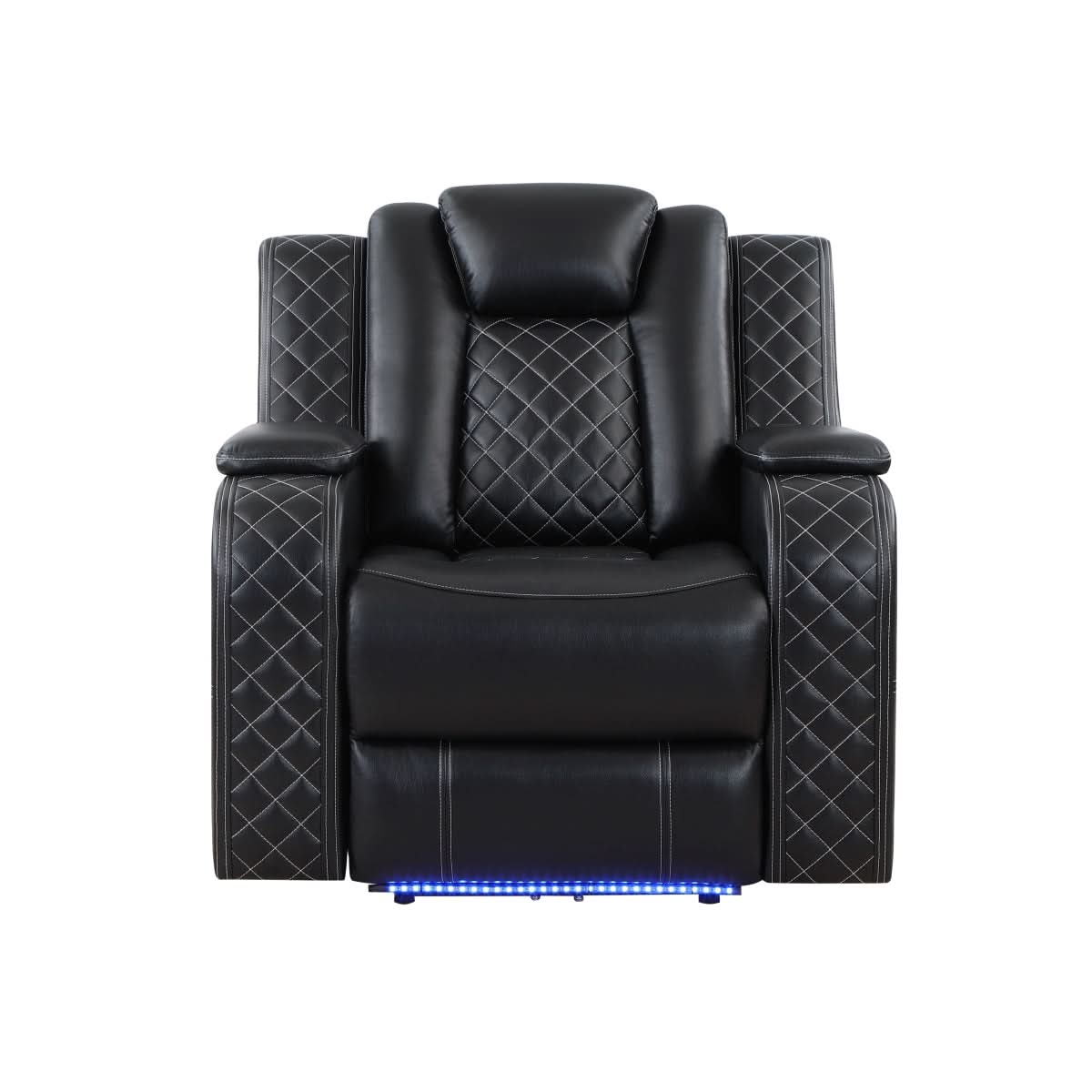 Cleo Black or Dove Contemporary Power Recliner with Power Headrest and LED Lighting