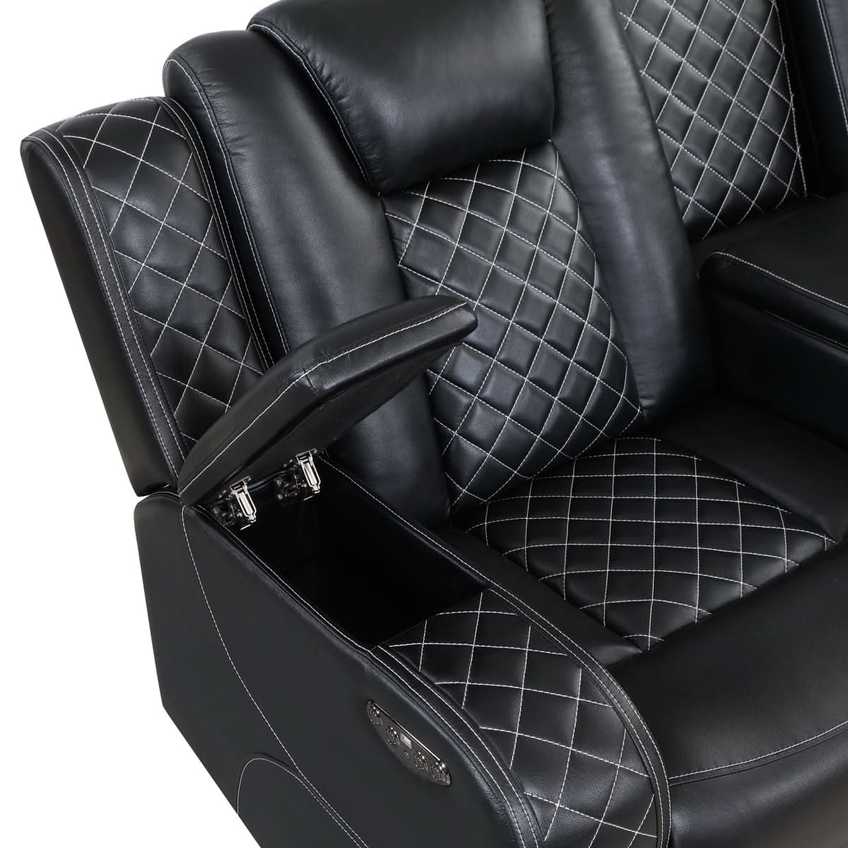Cleo Black or Dove Contemporary Power Recliner with Power Headrest and LED Lighting
