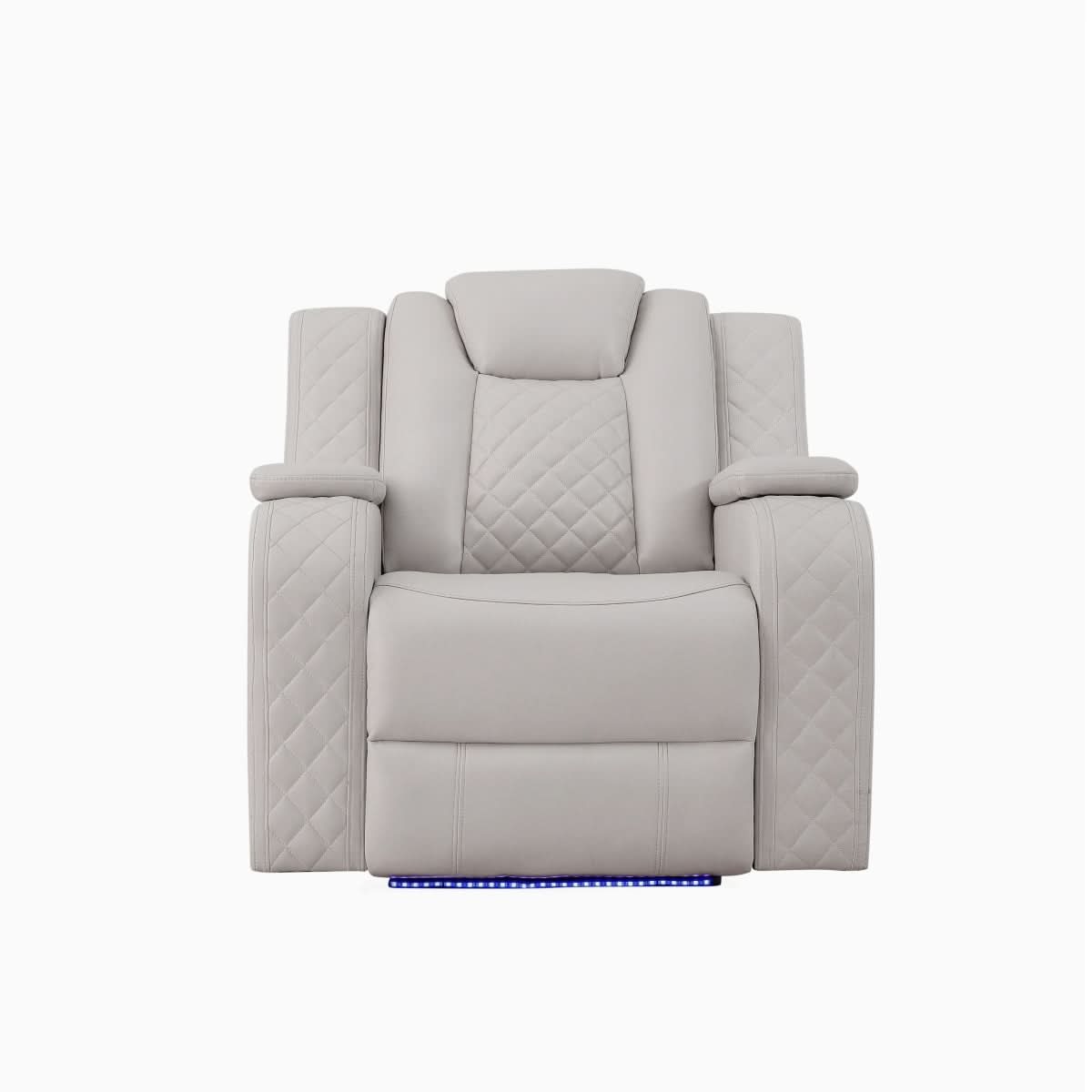Cleo Black or Dove Contemporary Power Recliner with Power Headrest and LED Lighting