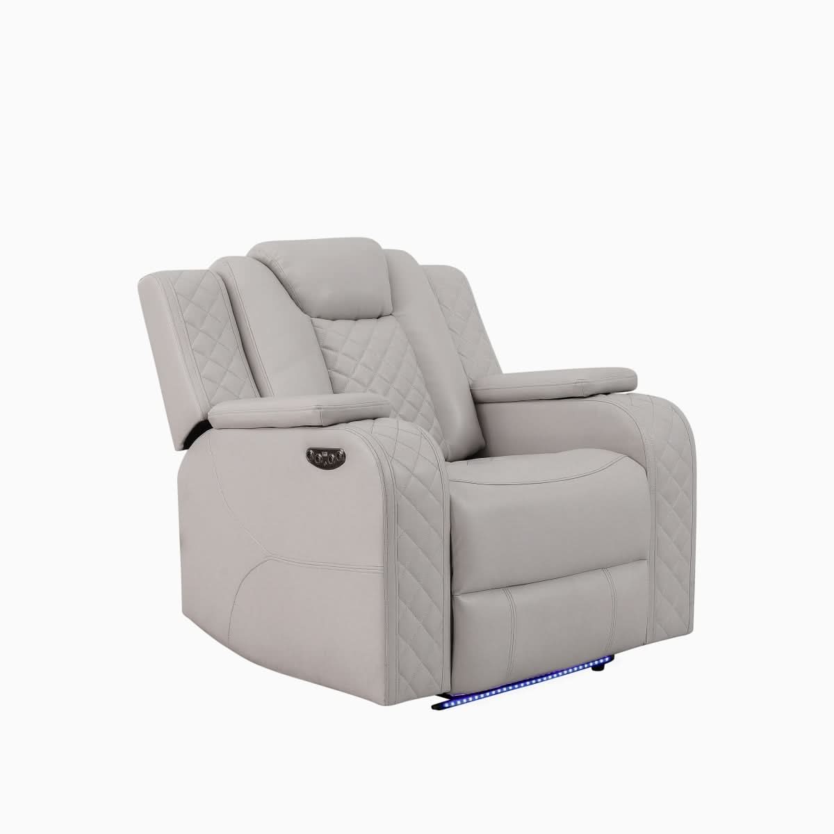 Cleo Black or Dove Contemporary Power Recliner with Power Headrest and LED Lighting