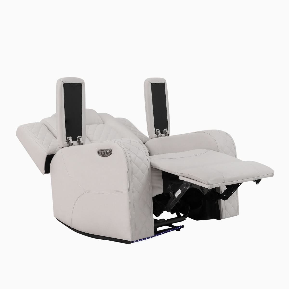 Cleo Black or Dove Contemporary Power Recliner with Power Headrest and LED Lighting