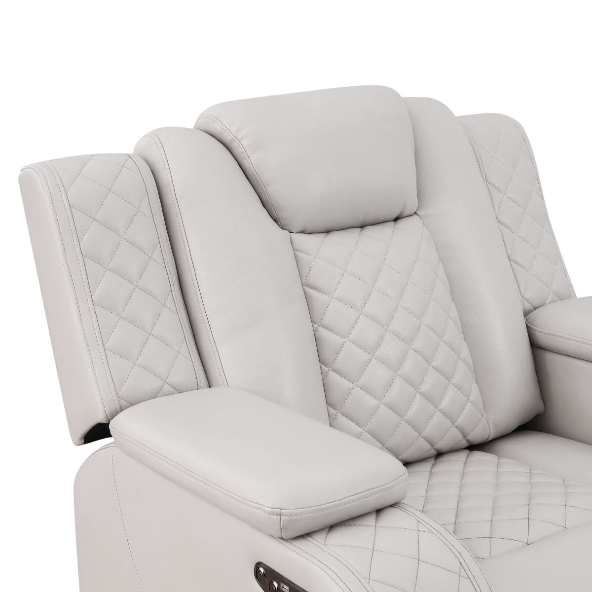 Cleo Black or Dove Contemporary Power Recliner with Power Headrest and LED Lighting