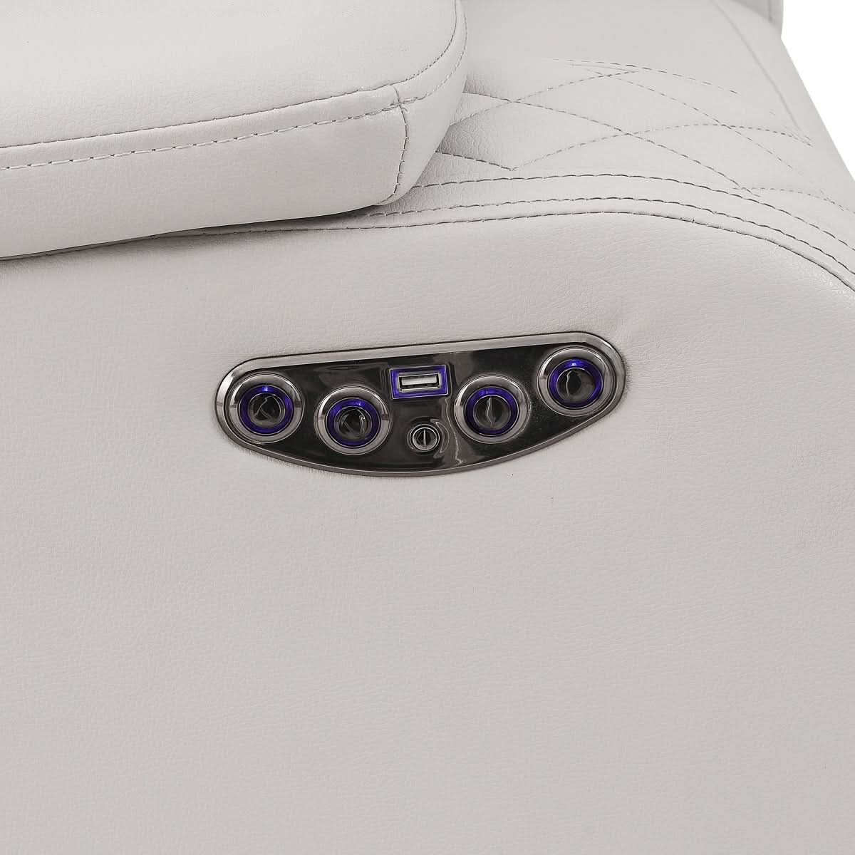 Cleo Black or Dove Contemporary Power Recliner with Power Headrest and LED Lighting