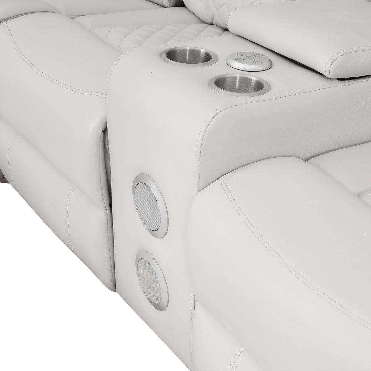 Cleo Black or Dove Contemporary 3PC Power Reclining Sectional with LED Lights Bluetooth Speakers and Cup Holders