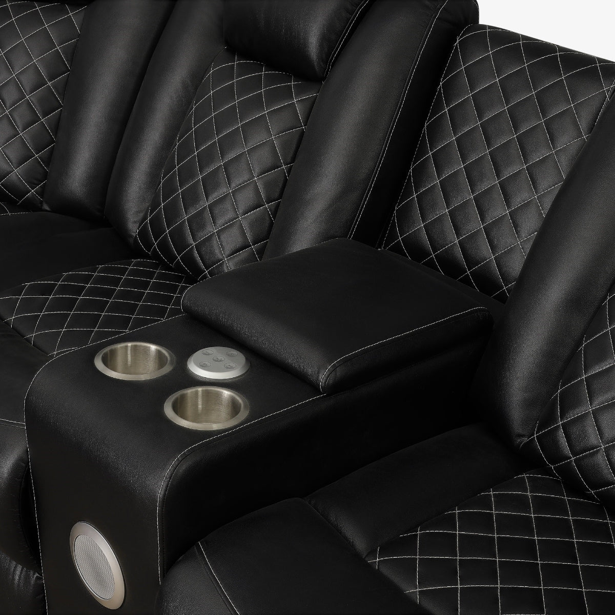 Cleo Black or Dove Contemporary 3PC Power Reclining Sectional with LED Lights Bluetooth Speakers and Cup Holders