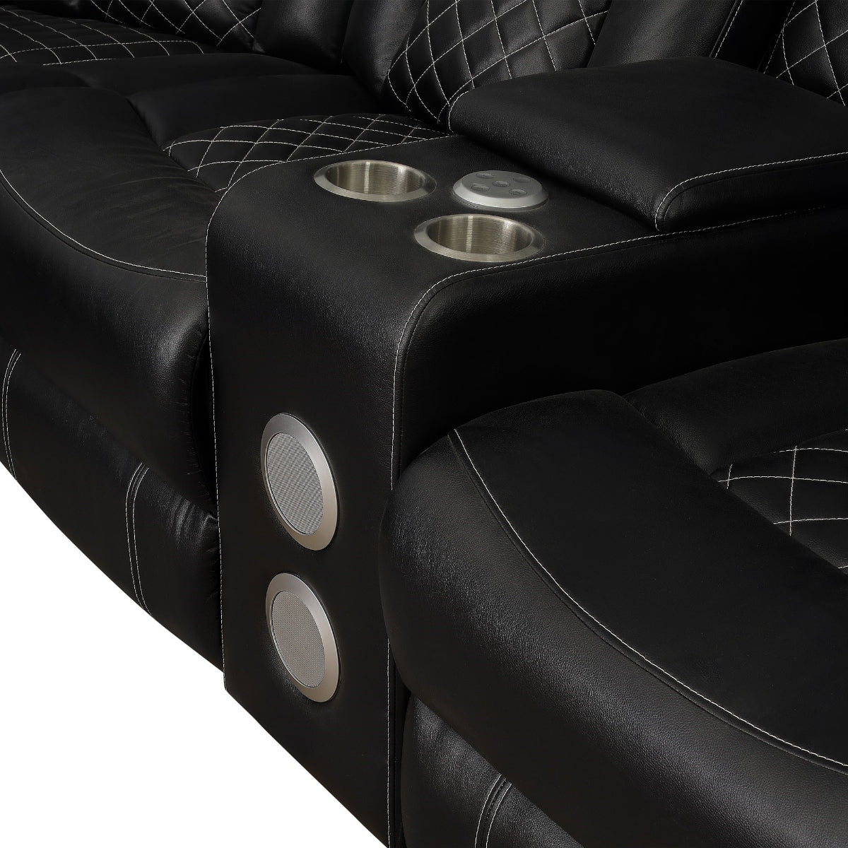 Cleo Black or Dove Contemporary 3PC Power Reclining Sectional with LED Lights Bluetooth Speakers and Cup Holders