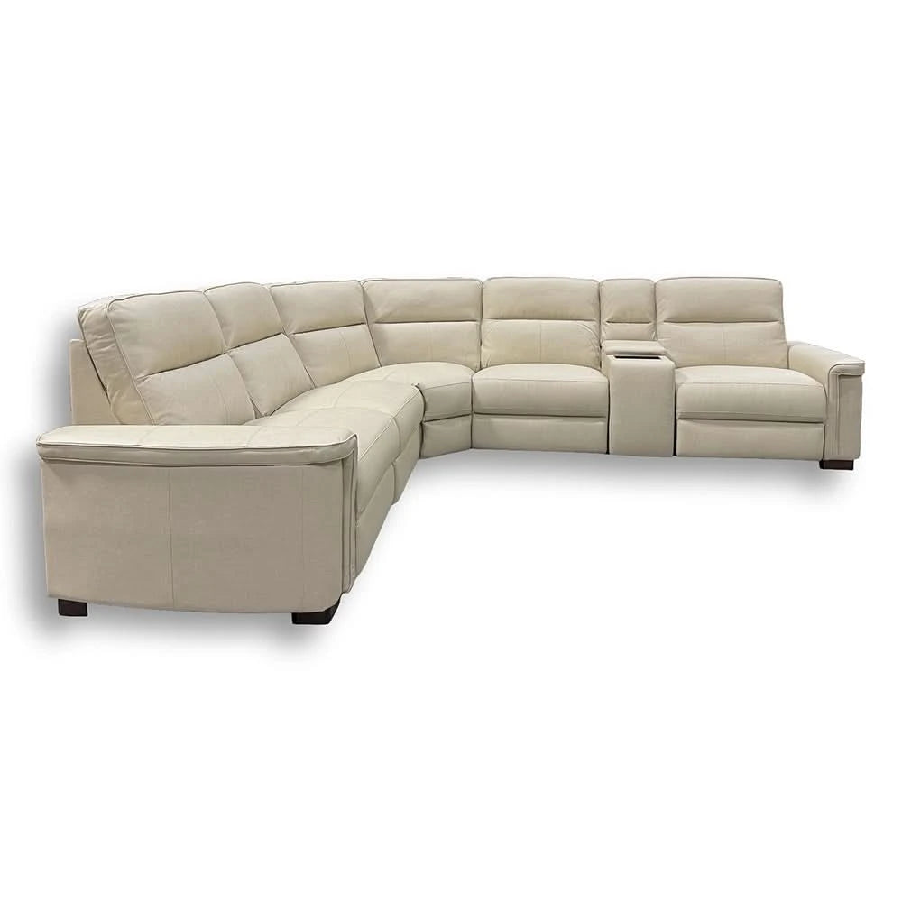 Syracuse Grey 5PC Leather Power Reclining Sectional with Console & Deep Comfort Seating