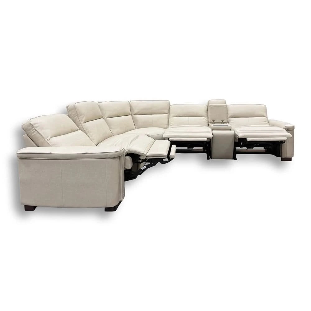 Syracuse Grey 5PC Leather Power Reclining Sectional with Console & Deep Comfort Seating